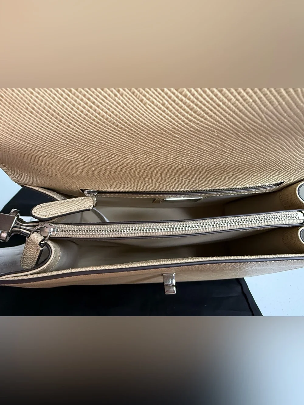 Ralph Lauren Beige Top-Handle Leather Satchel with RL Monogram - Picture 3 of 13
